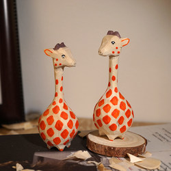 Giraffe Handmade Wood Carving Small Ornament Office Computer Desktop Decoration Handmade Crafts Cute Cartoon Goodies