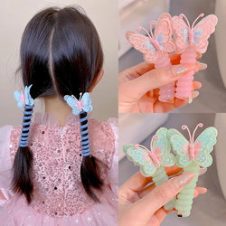 Girls' High-Elastic Butterfly Phone Cord Hair Ties, New Style Hair Ties, Cute Kidsren's Little Girls' Braided Curly Hair Accessories