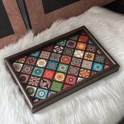High-End Vintage Walnut Wood Jewelry Tray Rectangular Light Luxury Wooden Storage Tray for Wine Glasses, Tea, and Collectibles