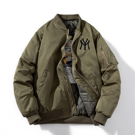 
Autumn and winter trendy brand thickened cotton coat, American retro loose baseball uniform, bomber jacket, men's couple cotton coat