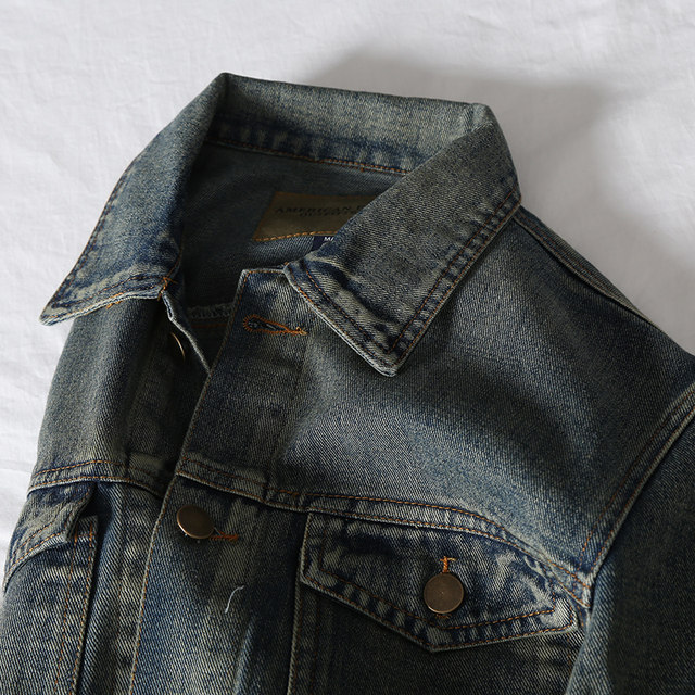 Excellent quality retro dirty wash old stone mill men's denim jacket ...