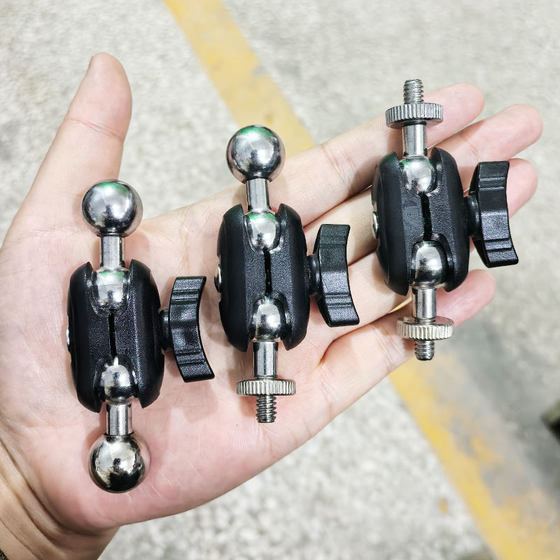 
Double 17mm ball head rotating 1/4 gimbal mobile phone bracket cantilever tripod replace universal steering connection vehicle accessories