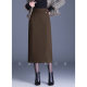 High waist straight skirt for women in spring and autumn high-end style commuting mid-skirt to look slim and slit hip-packing skirt