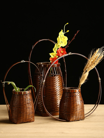 70年代、中国の竹編みの花瓶 花瓶 竹編み 中国美術 薄胎 パンダ - メルカリ