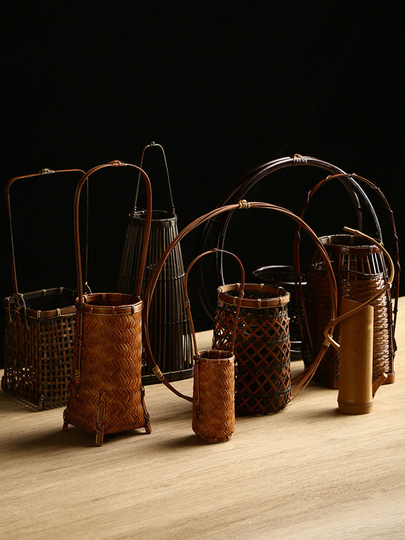 70年代、中国の竹編みの花瓶 花瓶 竹編み 中国美術 薄胎 パンダ - メルカリ