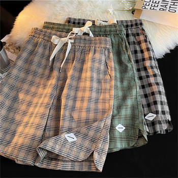 Fat mm300Jin [Jin is equal to 0.5kg] loose slimming plaid five-quarter pants for women