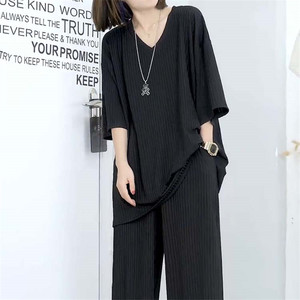 
Clearance and pick-up counter withdraws extra large size fat mm300*0.5kg thread five-point sleeve top for women trousers two-piece set for women
