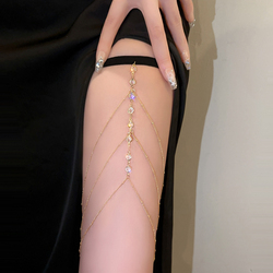 Three-layer Tassel Crystal Flash Diamond Metal Thigh Chain Women's Summer New Fashion Sexy Holiday Leg Decoration Tide
