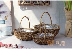 Series of wicker original color succulent storage portable flower baskets
