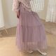 2025 spring yarn splicing cake skirt mid-length skirt A-line skirt trendy and fashionable elastic waist versatile European texture 438