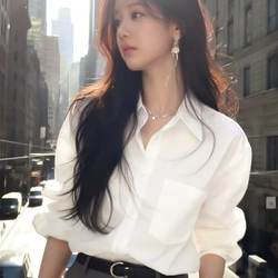 White Shirt for Women, 2026 Spring New Design, Niche Light Luxury, High-End Feel, Loose and Lazy Style Shirt
