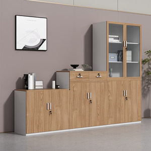 
Office file cabinet wooden storage low cabinet office area storage cabinet simple modern file information cabinet high and low cabinet