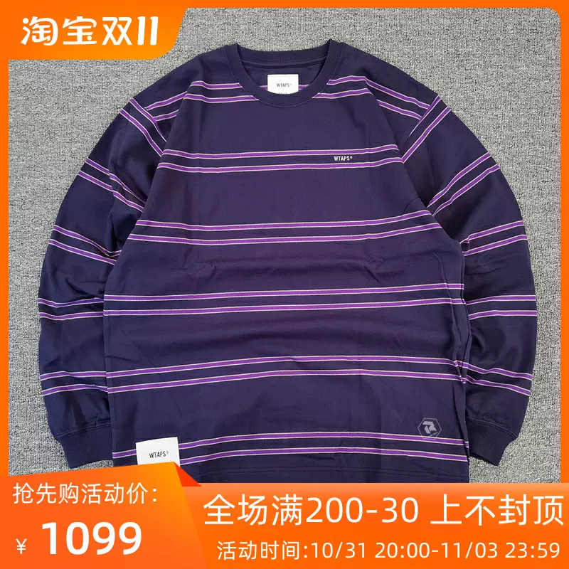 飘渺现货WTAPS JAM 02 LS COTTON厚宽松拼色日系条纹长袖T恤 21SS-Taobao