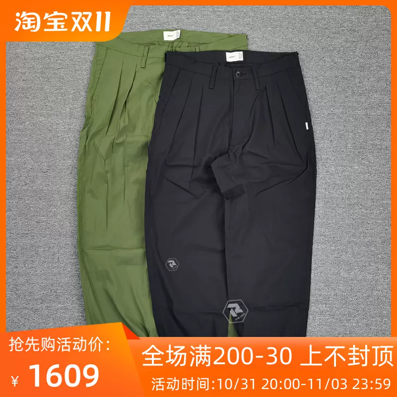 飄渺現貨WTAPS TUCK 01 COOLMAX透氣格子布純色休閒褲長褲男 21SS-Taobao