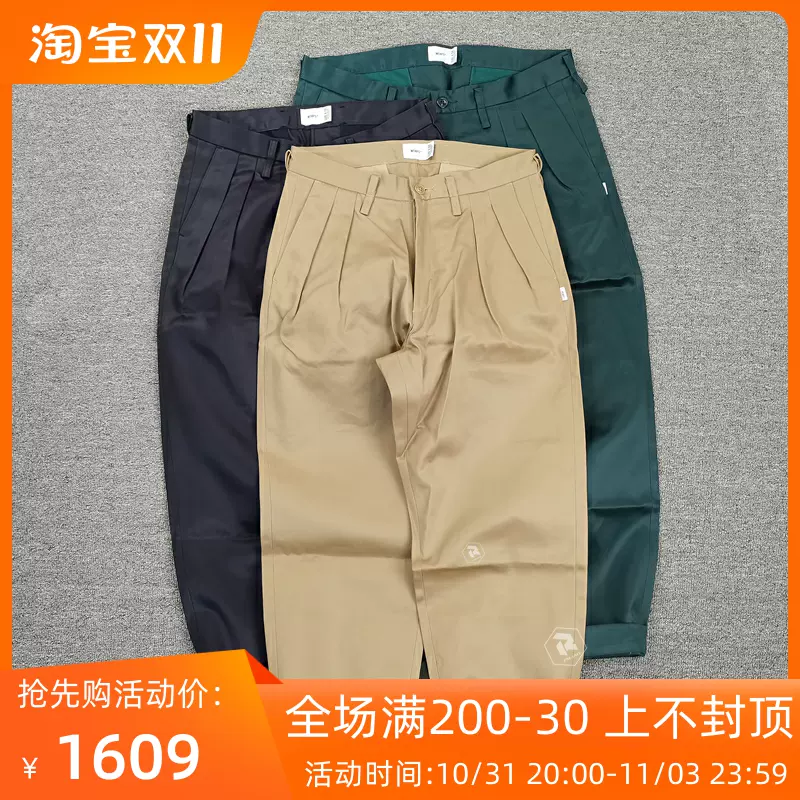 飄渺現貨WTAPS TUCK 02 TROUSERS COTTON TWILL 寬鬆休閒褲男21SS-Taobao