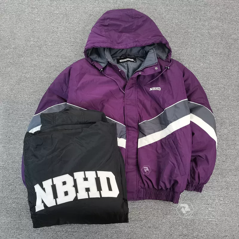 飄渺現貨NEIGHBORHOOD TEAM N-JKT nbhd拼色寬鬆連帽夾克棉服21AW-Taobao