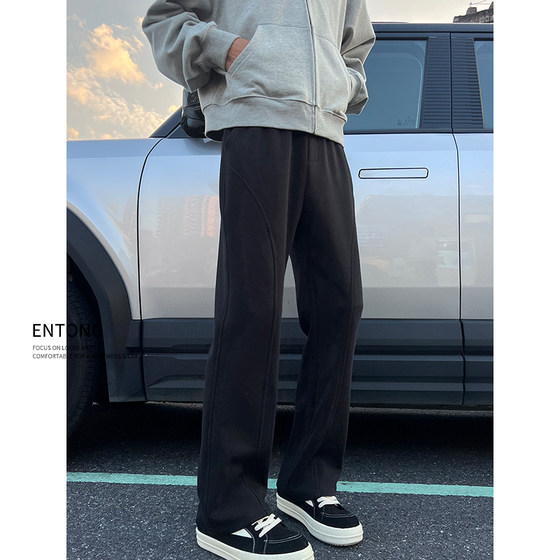 
Entong autumn bias-cut black trendy sweatpants boys' pants American cleanfit all-match loose casual pants