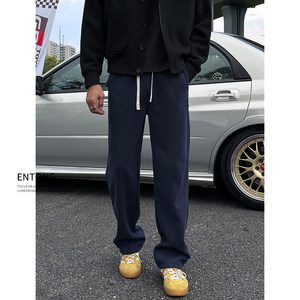 
Entong American retro all-match slanted sweatpants men's spring and autumn deconstructed loose straight sports casual pants