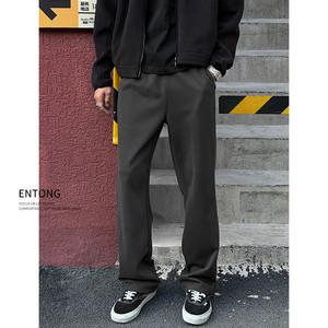 
Entong spring dark gray retro all-match sweatpants men's pants American high street vibe knitted casual trousers