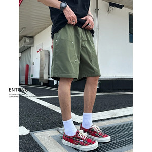 
Entong army green retro thin logging shorts men's 2025 summer outer wear loose trendy quick-drying five-point pants