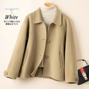 
New double-sided cashmere coat for women short doll collar loose pure wool double-sided simple wool coat for women