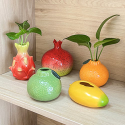 Dragon Fruit and Orange Ceramic Small Vase Ornament for Living Room Flower Arrangement, Hydroponic Fresh Flowers, Green Radish Desktop Decoration with a High-End Feel