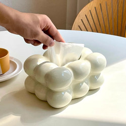 ins Cream-Colored Tissue Box Ornament for Home Living Room, High-End Tissue Box for Coffee Table, Desktop, Light Luxury and Sophisticated Decoration