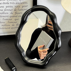 Cream Cloud Mirror Makeup Mirror Desktop High-Definition Folding Handheld Home Dressing Table Mirror Portable