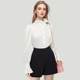 Stand-collar shirt for women long-sleeved new flared sleeve commuting top base fashionable niche white shirt 2954
