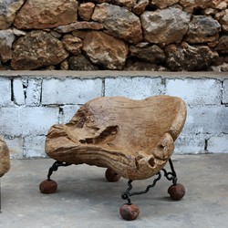 Dead wood low stool Space decoration log lazy chair Balcony leisure back chair Cafe B&B home chair
