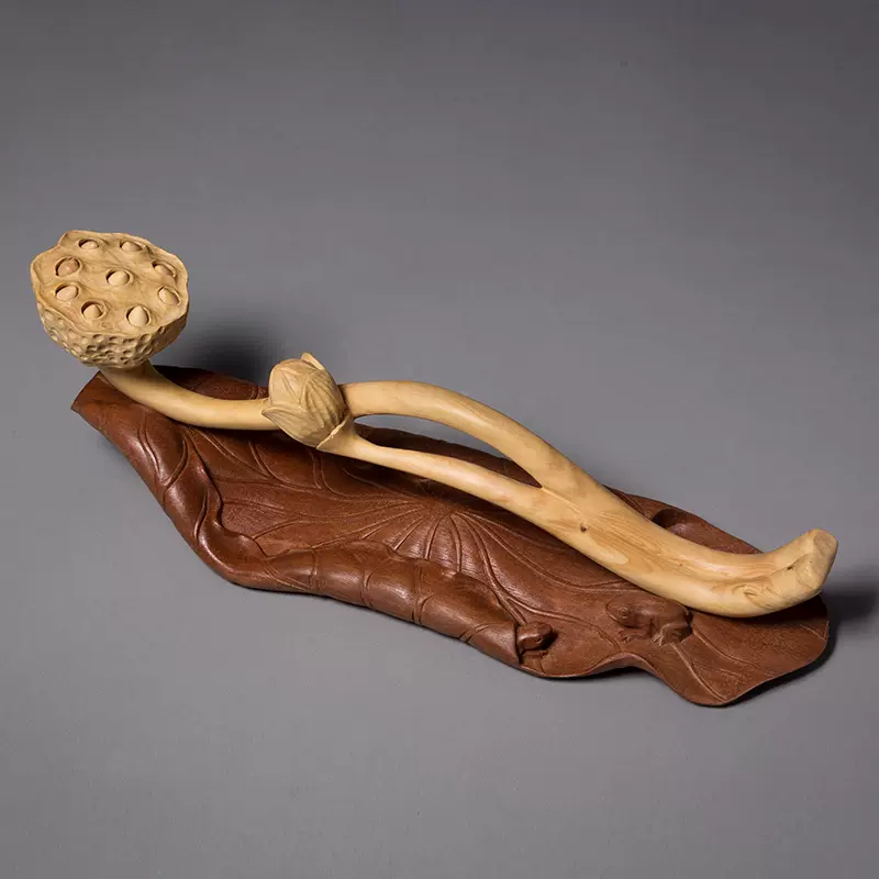 樂清黃楊木雕精品中式文玩擺件實木蓮蓬如意吉祥工藝品