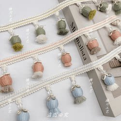 6cm Wide Curtain Lace with Wooden Beads and Tassels, Multi-Color Curtain Side Decoration, Peanut Knot Hanging Tassel Accessories DIY