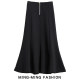Spring design zippered hip slim fishtail black skirt women's 2025 new high-waisted A-line long skirt
