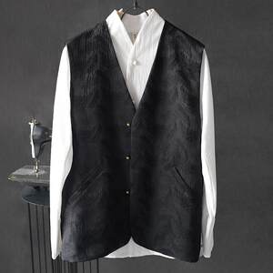 
Spring and Autumn New Men's Casual New Chinese Style Retro Jacquard Vest Trendy Vest Temperament Chinese Style Waistcoat