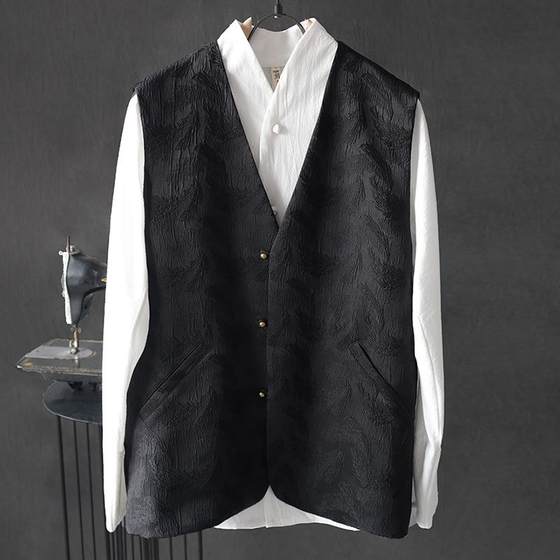 
Spring and Autumn New Men's Casual New Chinese Style Retro Jacquard Vest Trendy Vest Temperament Chinese Style Waistcoat