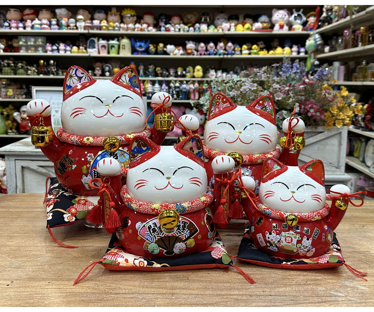 Shengxuan 招き猫オーナメント - 中国風セラミック貯金箱