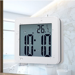 Simple Bathroom Waterproof Suction Cup Clock Wall-Mounted Alarm Clock Kitchen Clock Timer Electronic Clock Thermometer Bathroom Clock