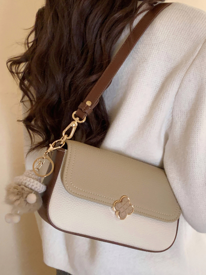 Chio'2nd Lychee Pattern Color-Blocking Small Square Bag
