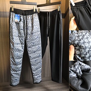 
Functional three-proof fabric! 90 velvet splicing and velvet! Autumn and winter men's solid color warm and waterproof thickened down pants