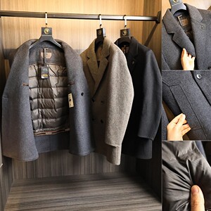 
Sheep wool + goose down lining! Offline 4k+! Autumn and winter men's solid color mid-length warm high-end woolen coat