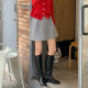 Autumn and winter new woolen skirt female retro casual small small high -waisted A -line panton skirt flower buds skirt