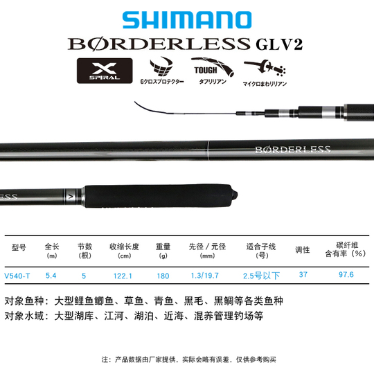 Shimano Borderless GLV/GLL/GLK Fishing Rod - 4.5m to 7.2m