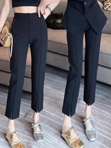 Straight-leg casual pants for women in 2025 new spring slimming eight-point cigarette pants large size thin meat-covering pencil pants