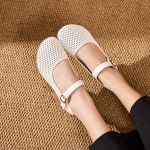 
First-layer cowhide soft-soled toe-cap sandals for women 2026 summer new fashion fashionable style comfortable and not tiring feet genuine leather women's shoes