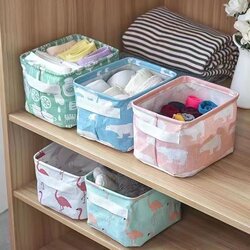 Underwear and Socks Desktop Storage Box, Cosmetics Dormitory Miscellaneous Items Fabric Bra ins Style Clothing Organizer Box Basket Bag