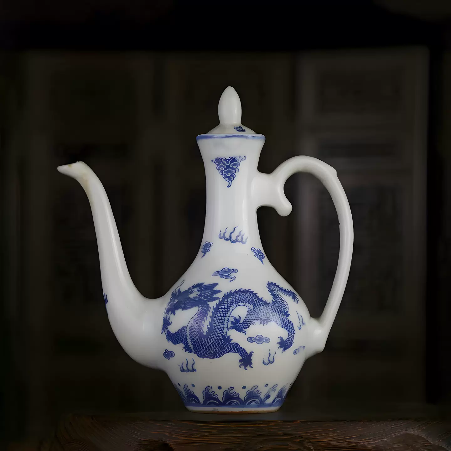 景德镇老厂货瓷器567瓷器创汇回流库存瓷7080年代青花双龙小