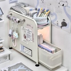 Desktop Iron Art Storage Cabinet Stationery Student Dormitory Desk Office Workstation Side Storage Box Desk Storage Rack