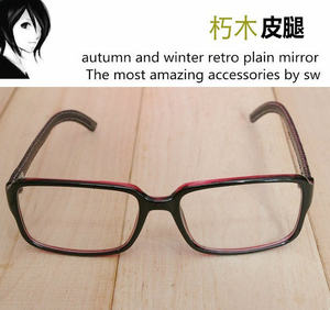 
Vintage leather Edison Chen Quan Zhilong same style flat mirror non-mainstream glasses frame ins Harajuku black frame glasses frame