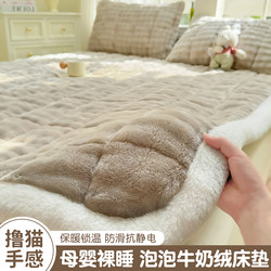 Winter Thickened Bubble Milk Velvet Mattress Cover for Student Dormitory Single Bed Coral Fleece Mattress Pad