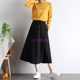 New A-line mid-length skirt in spring, summer and autumn OL solid color literary sports casual loose big sway fat MM elastic waist
